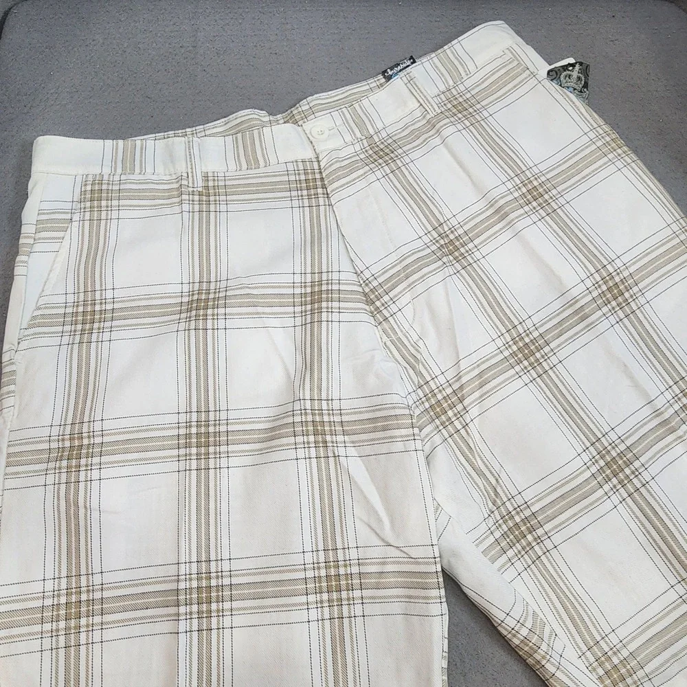 Burnside Plaid Shorts White‎ Tan Khaki JCBD9875H Mens 40 NEW